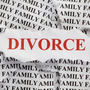 divorce word on scratch paper