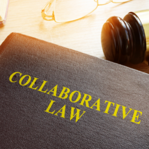 collaborative divorce book with gavel